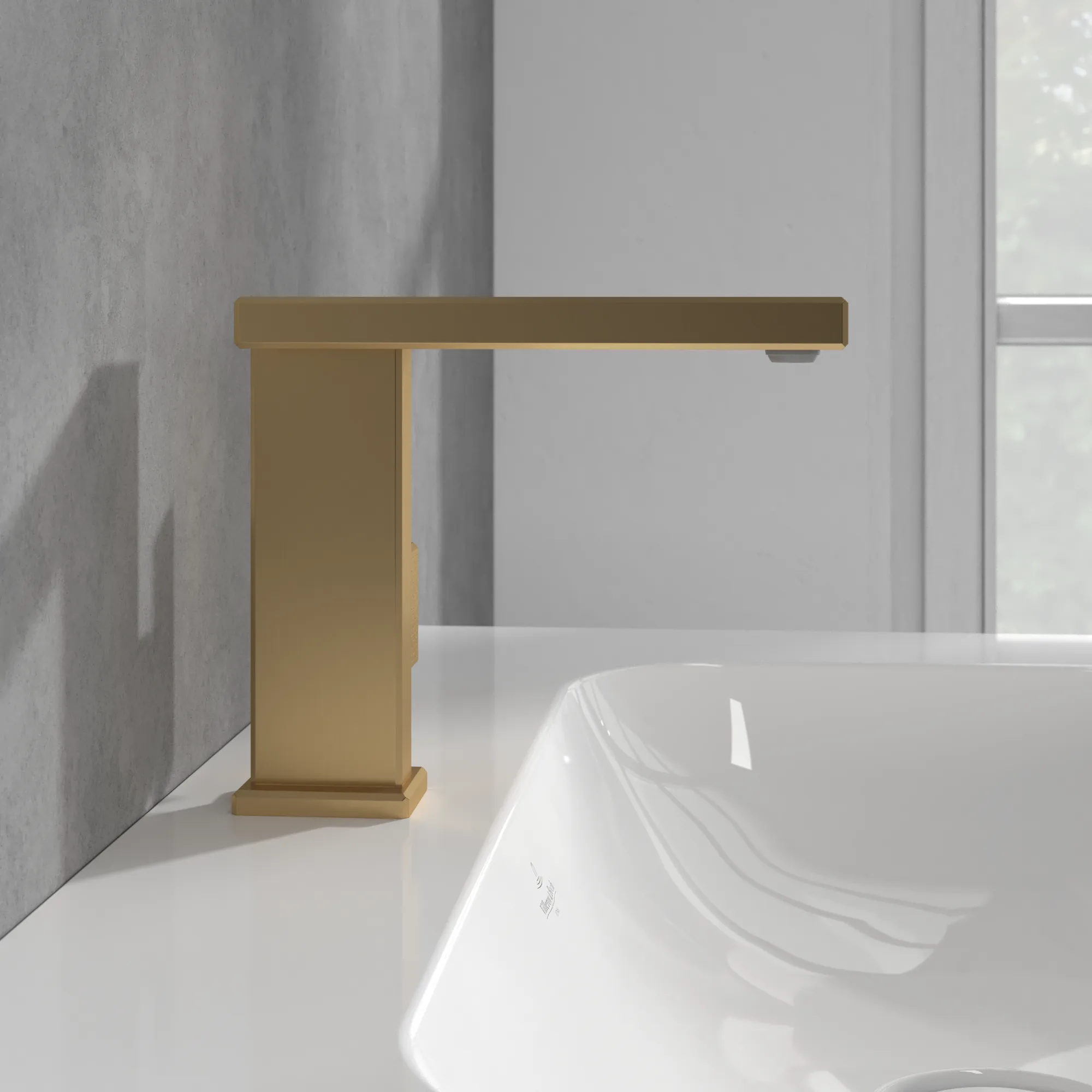 Villeroy & Boch Einhebel-Waschtischarmatur Mettlach, eckig, Brushed Gold, 173 mm Höhe, 113 x 200 mm Maße