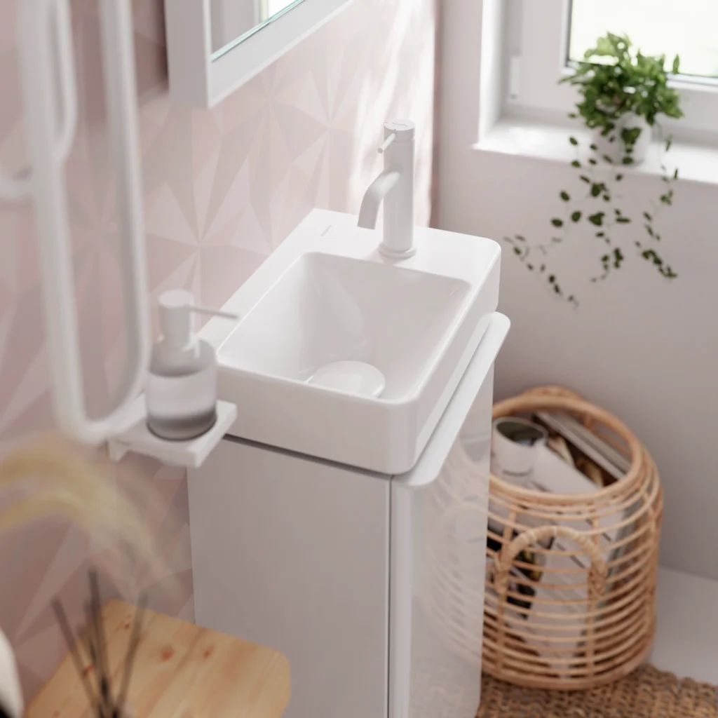 Hansgrohe Xelu Q Handwaschbecken, weiß, 360x250 mm, wandhängend, mit Ablage rechts, SmartClean, ohne Überlauf
