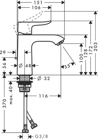Hansgrohe Mischer Metris Einhebel-Waschtischmischer 110 LowFlow 3,5 l/min mit Zugstangen-Ablaufgarnitur Chrom Hansgrohe Mischer Metris Einhebel-Waschtischmischer 110 LowFlow 3,5 l/min mit Zugstangen-Ablaufgarnitur Chrom