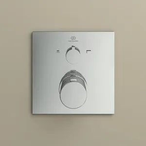 Badethermostat Unterputz Ceratherm C100, Bausatz 2, Rosette 163x163mm, Brushed Gold Badethermostat Unterputz Ceratherm C100, Bausatz 2, Rosette 163x163mm, Brushed Gold