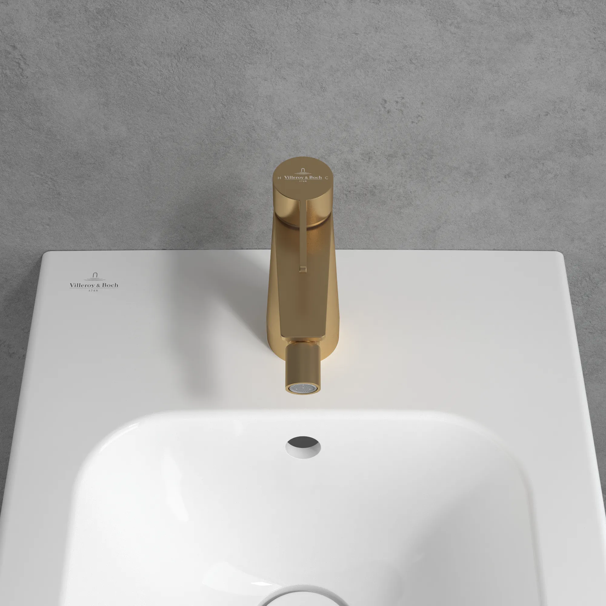 Villeroy & Boch Conum Einhebel-Bidetarmatur, Brushed Gold, 49x147x154mm, Laminarstrahl, Keramikkartusche