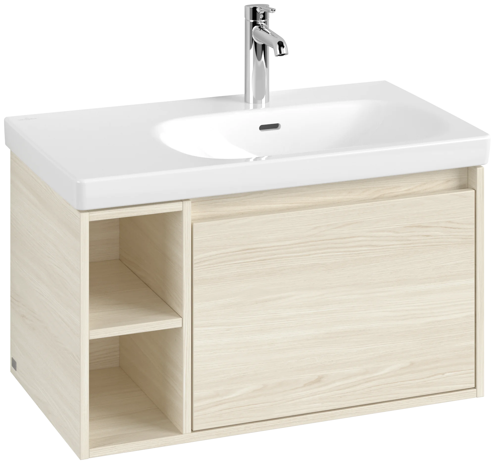 Villeroy & Boch Waschbeckenunterschrank Skyla, Eckig White Oak, 772x436x439mm, mit Absenkautomatik (SoftClosing), 1 Auszug, Wandmontage