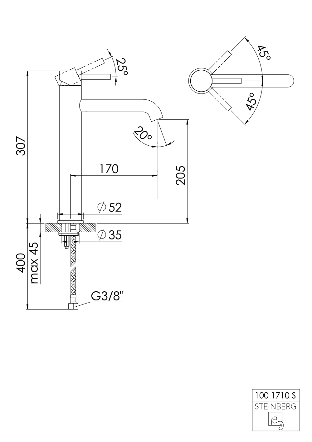 Serie 100 Waschtisch-Einhebelmischbatterie ohne Ablaufgarnitur, Ausladung: 17 cm