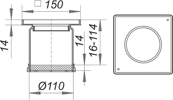 Aufsatzrahmen KEN 10, 150 x 150 mm Aufsatzrahmen KEN 10, 150 x 150 mm