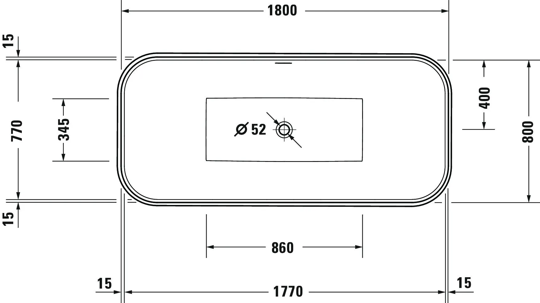 Duravit Badewanne „DuraFoga“ freistehend rechteck 1800 × 800 mm in Weiß Duravit Badewanne „DuraFoga“ freistehend rechteck 1800 × 800 mm in Weiß