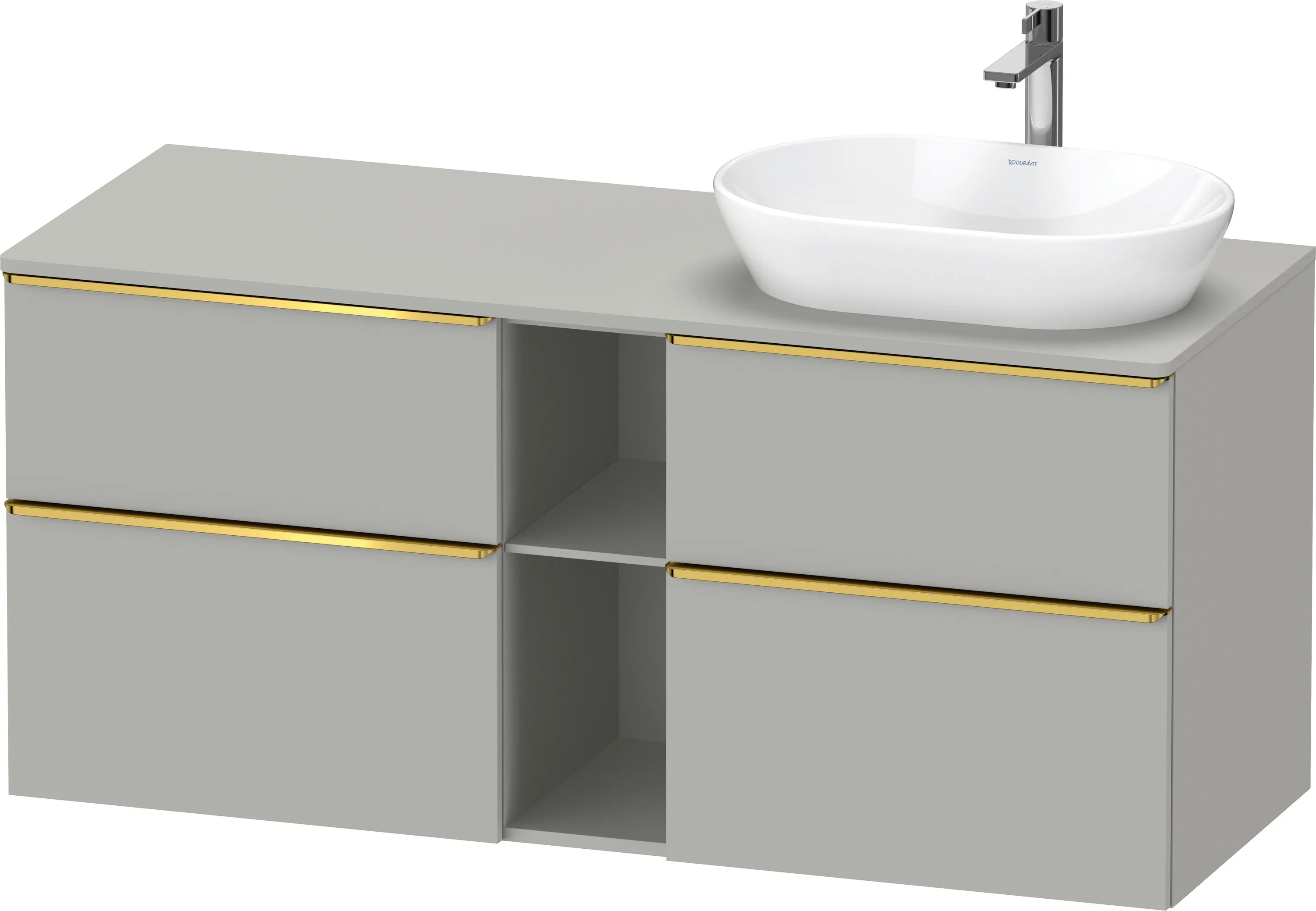 Duravit Waschtischunterschrank wandhängend „D-Neo“ 140 × 66,4 × 55 cm Betongrau Matt