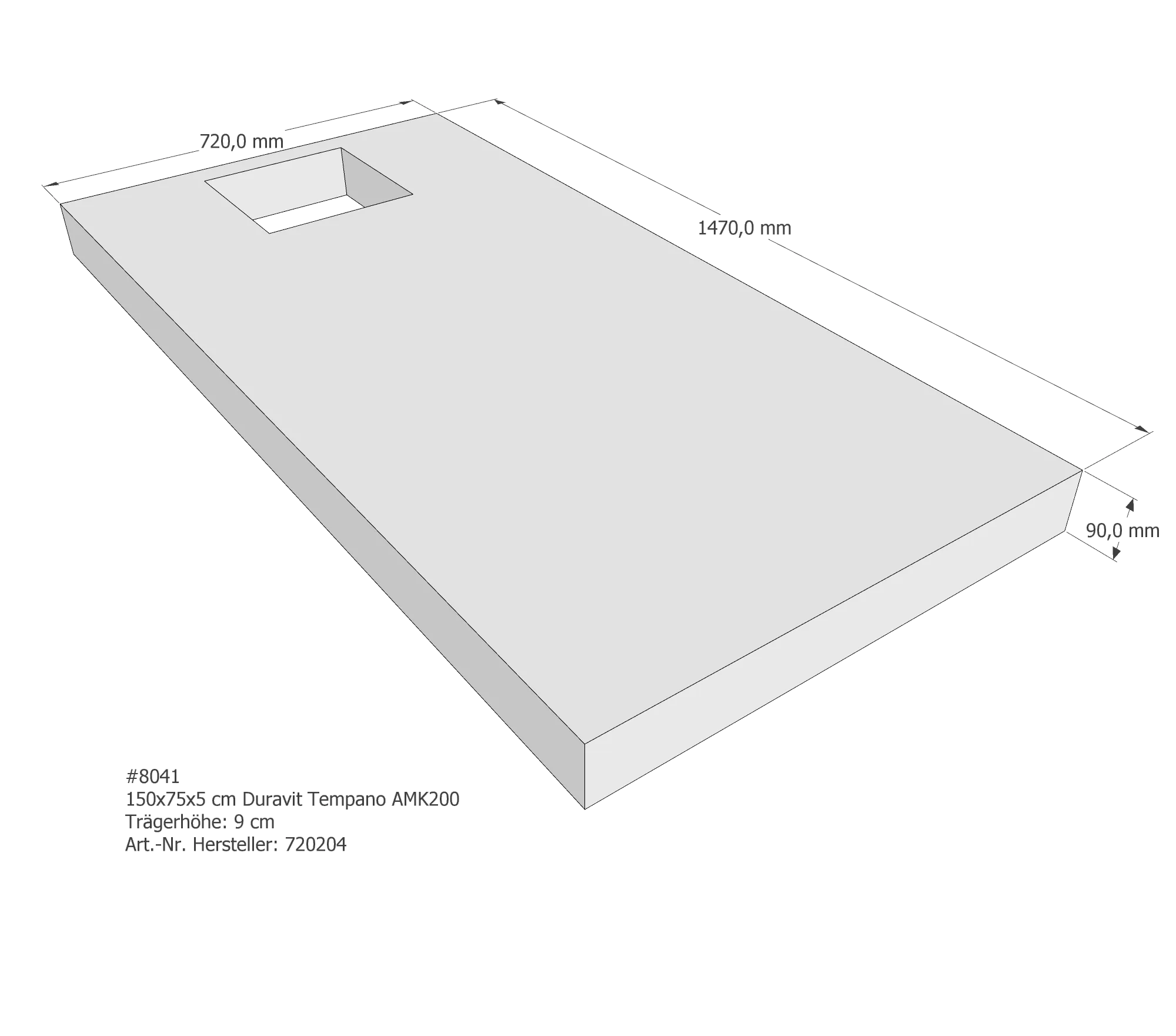 Duschwannenträger für Duravit Tempano 150 × 75 × 5 cm Breite: 75 cm / Länge: 150 cm Duschwannenträger für Duravit Tempano 150 × 75 × 5 cm Breite: 75 cm / Länge: 150 cm