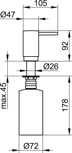 Elegance 11649010101 Flüssigseifenspender mit Pumpe für Einbau 93 mm verchromt