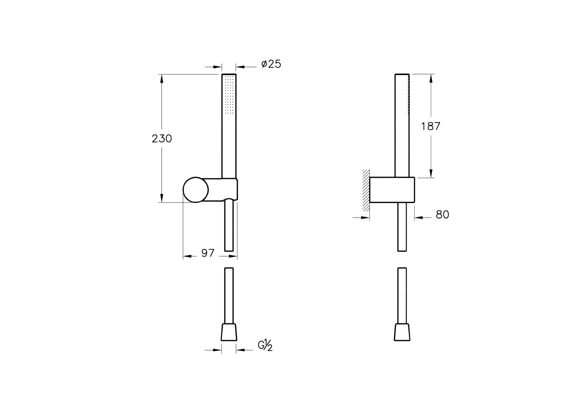 VitrA Suit Handbrause-Set mit Wandhalterung und Abgang G ½" Kupfer Soft VitrA Suit Handbrause-Set mit Wandhalterung und Abgang G ½" Kupfer Soft