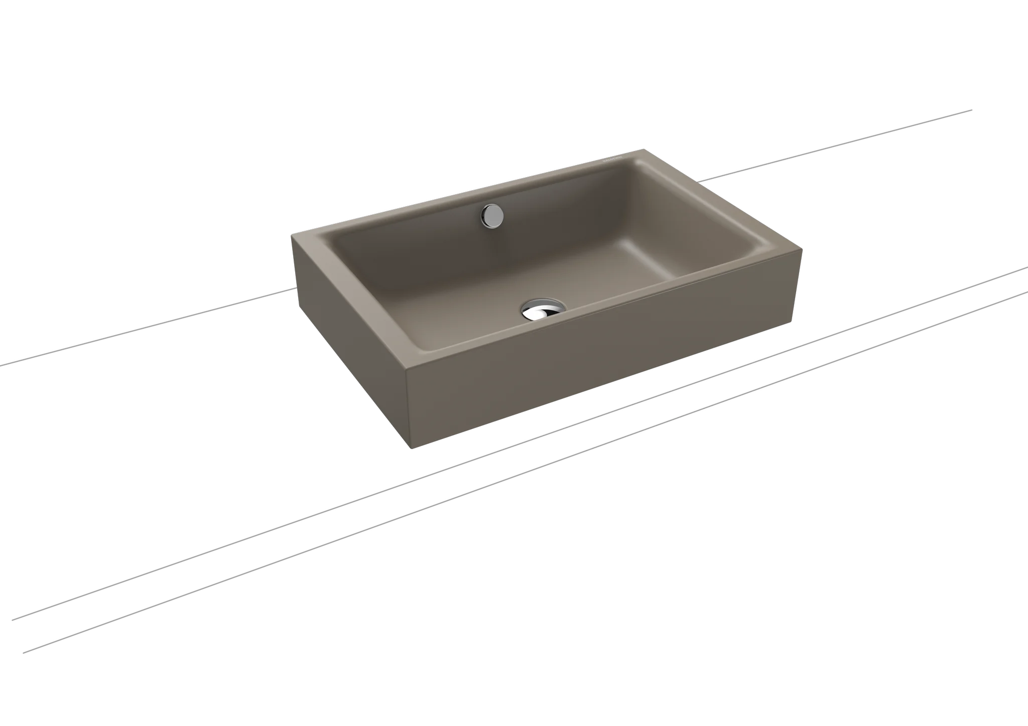 Kaldewei PURO S Aufsatzwaschtisch, 600x385 mm, Randhöhe 120 mm, warm grey 60, Perl-Effekt, Antidröhn, Überlauf, alpinweiß