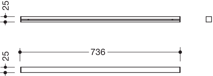 HEWI Ablage in 73,6 × 2,5 cm