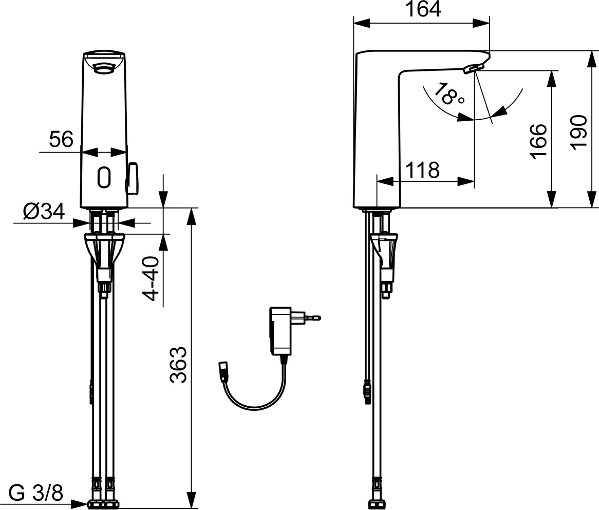 Hansa Waschtischarmatur, elektronisch „Electra“ Ausladung 118 mm in Chrom Hansa Waschtischarmatur, elektronisch „Electra“ Ausladung 118 mm in Chrom