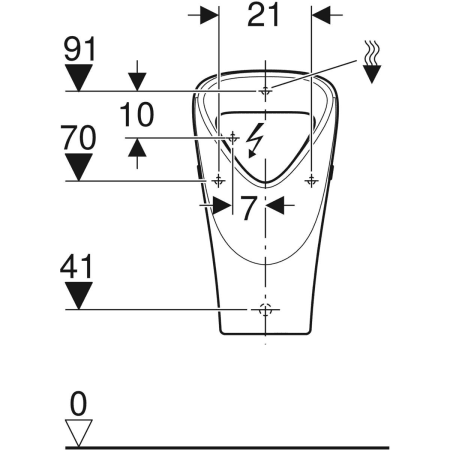 Urinal trigonal „Renova“, Zulauf von oben, Befestigung verdeckt, ohne Zielobjekt 33 × 60 × 30 cm in weiß alpin Urinal trigonal „Renova“, Zulauf von oben, Befestigung verdeckt, ohne Zielobjekt 33 × 60 × 30 cm in weiß alpin