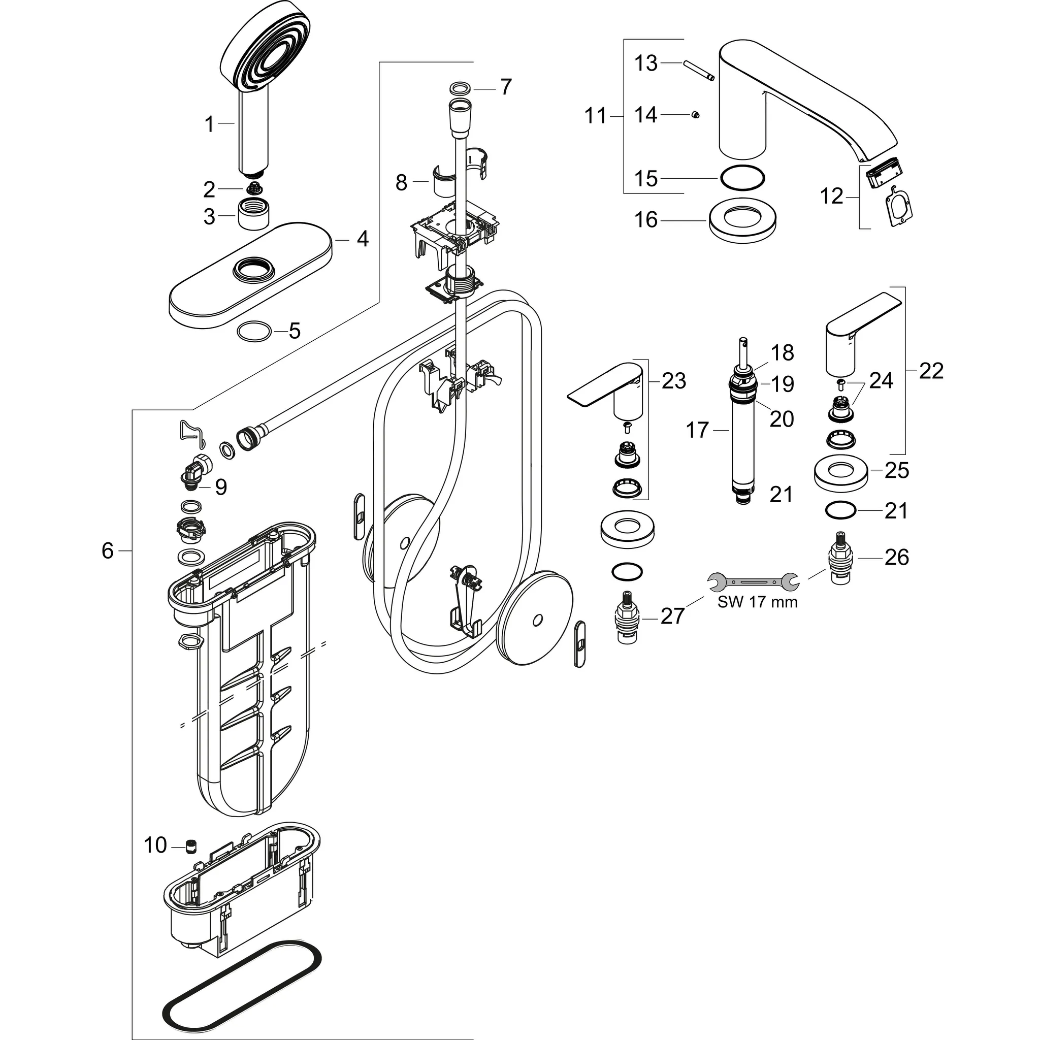 Hansgrohe Vivenis 4-Loch Wannenrandarmatur mit sBox Brushed Bronze Hansgrohe Vivenis 4-Loch Wannenrandarmatur mit sBox Brushed Bronze