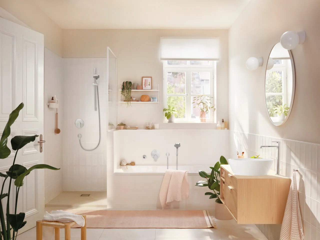 Hansgrohe Rebris S Einhebel-Wannenmischer Unterputz, Chrom, 2 Verbraucher, Keramikmischsystem, einstellbare Temperaturbegrenzung, automatische Rückstellung, Schalldämpfer