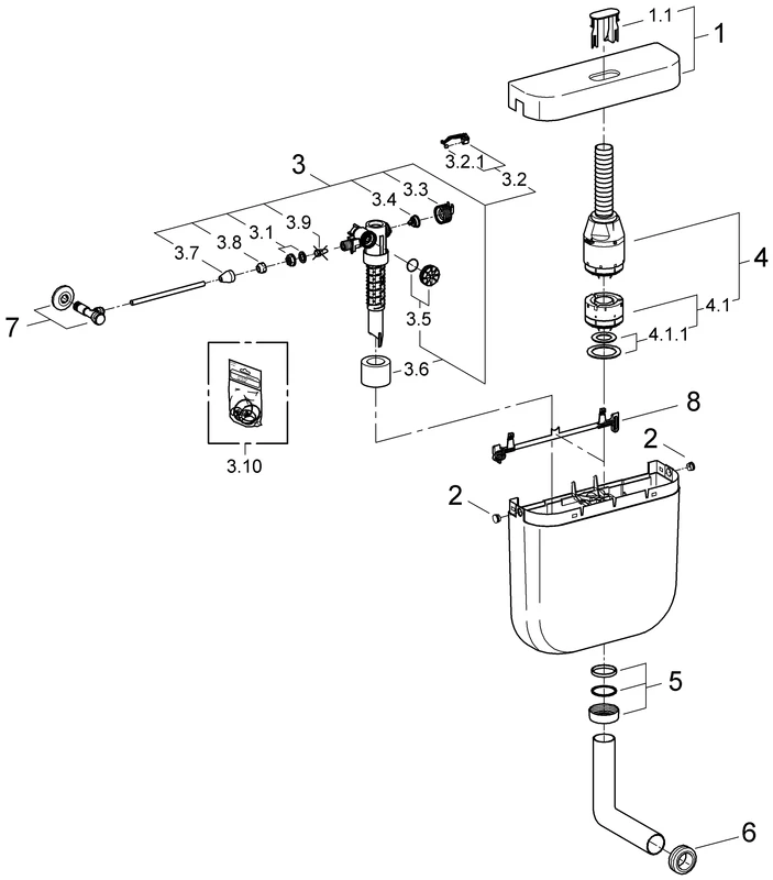 WC-Spülkasten 37355, Aufputz, 6-9l, Spülung unterbrechbar, alpinweiß WC-Spülkasten 37355, Aufputz, 6-9l, Spülung unterbrechbar, alpinweiß