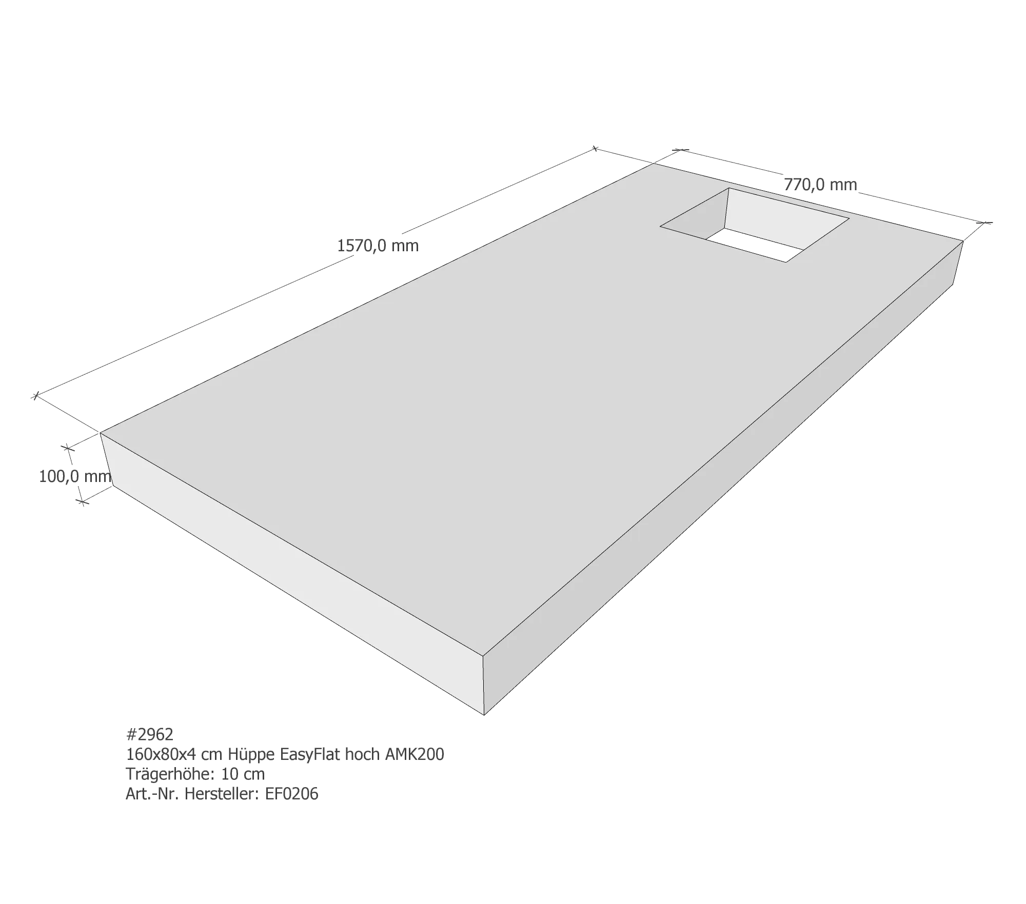 Duschwannenträger passend für Hüppe EasyFlat 160 × 80 × 4 cm Duschwannenträger passend für Hüppe EasyFlat 160 × 80 × 4 cm