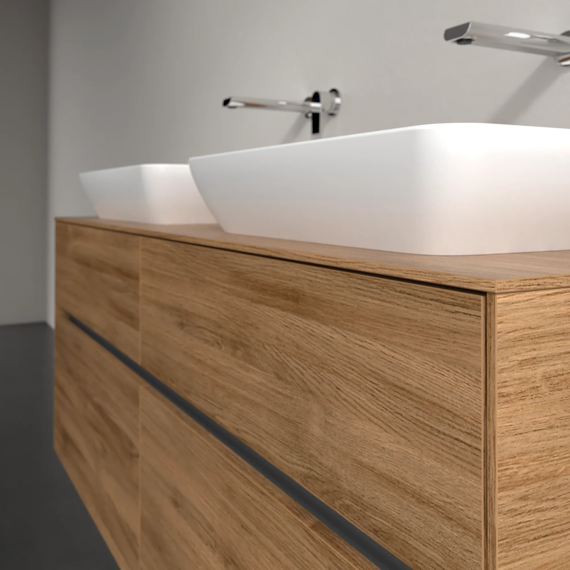 Villeroy & Boch Waschtischunterschrank „Collaro“ 1400 × 548 × 500 mm Kansas Oak, ohne Beleuchtung, für links und rechts Villeroy & Boch Waschtischunterschrank „Collaro“ 1400 × 548 × 500 mm Kansas Oak, ohne Beleuchtung, für links und rechts
