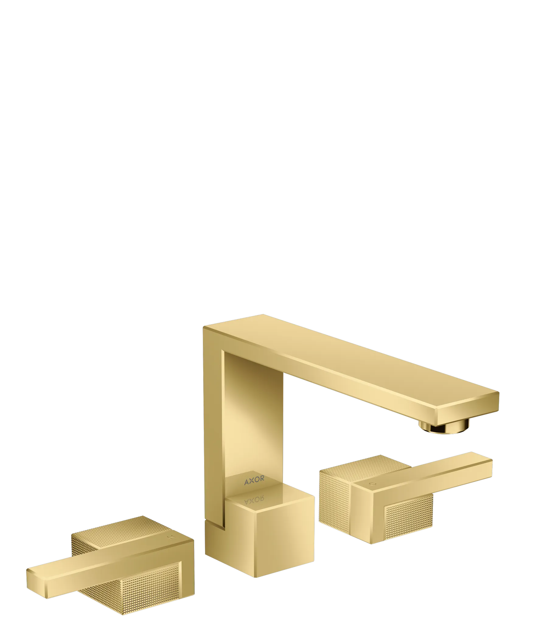 Hansgrohe AXOR Edge 3-Loch Waschtischarmatur 130 mit Push-Open Ablaufgarnitur - Diamantschliff, Polished Gold Optic Hansgrohe AXOR Edge 3-Loch Waschtischarmatur 130 mit Push-Open Ablaufgarnitur - Diamantschliff, Polished Gold Optic