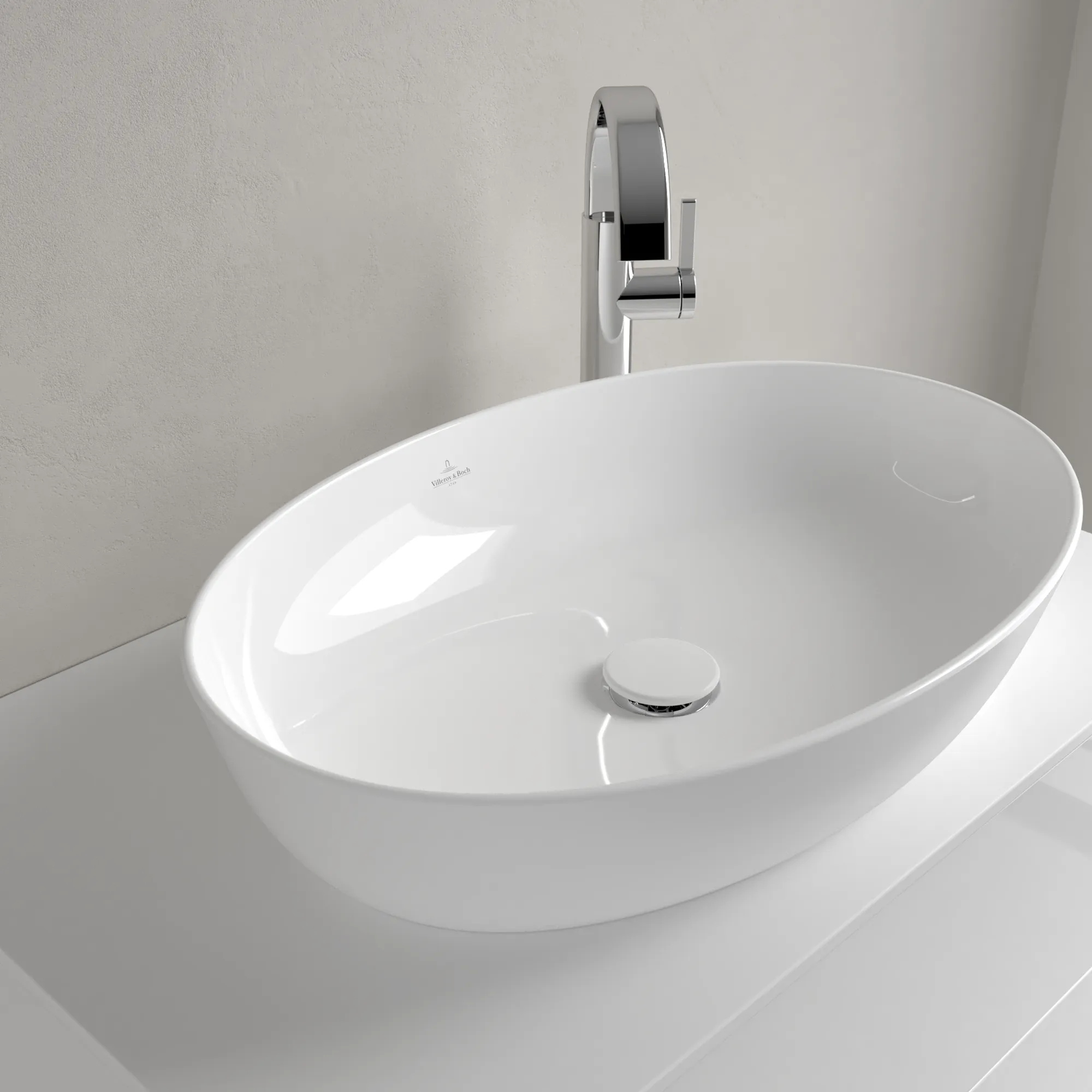 Villeroy & Boch Aufsatzwaschbecken Artis, oval, Stone White CeramicPlus, 610x410x130 mm, TitanCeram, matt, ohne Überlauf