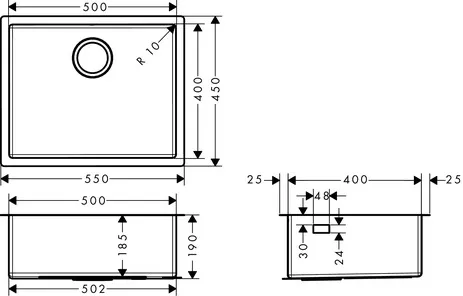Unterbauspüle 500 S719-U500 Unterbauspüle 500 S719-U500