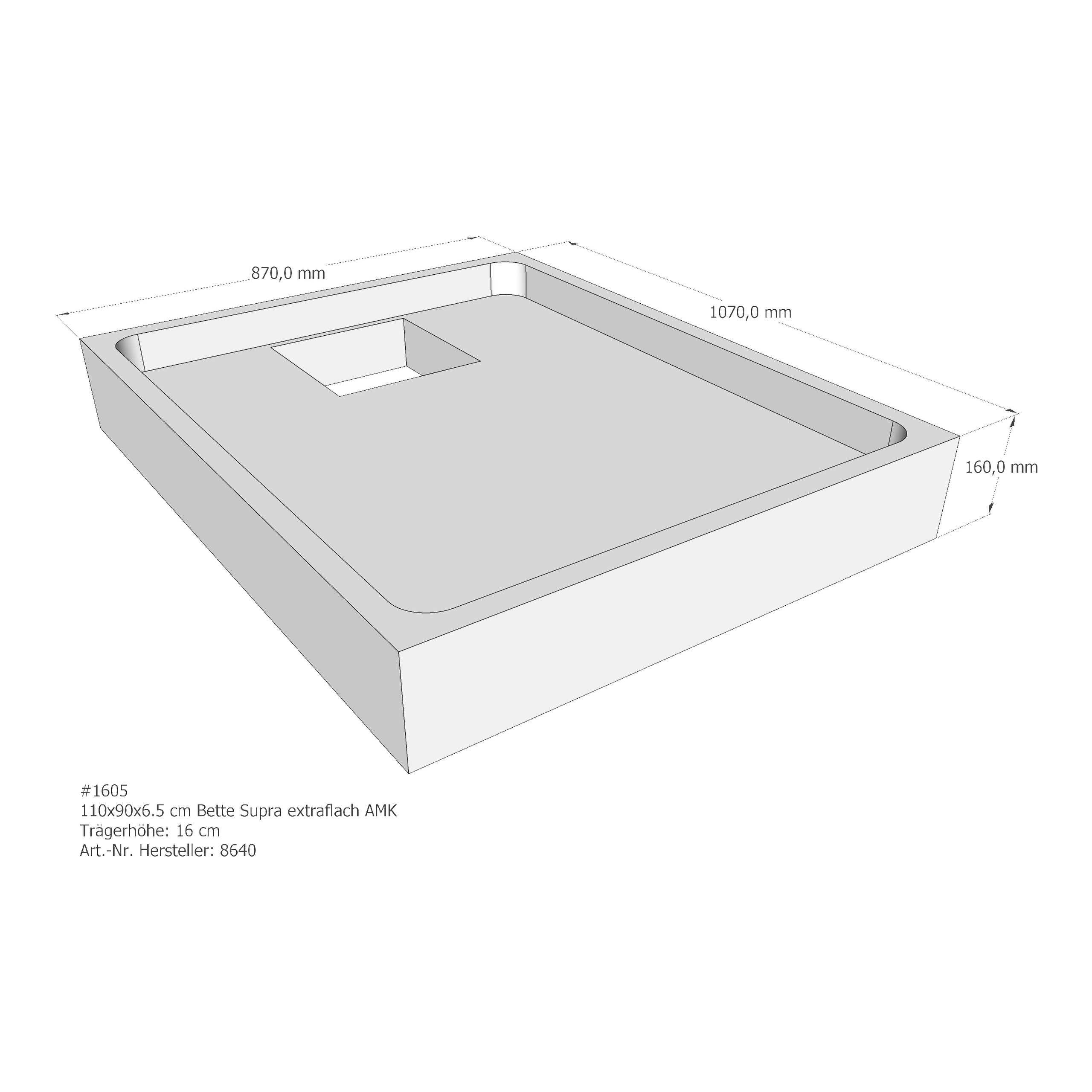 Duschwannenträger für Bette Supra (extraflach) 110 × 90 × 6,5 cm Breite: 90 cm / Länge: 110 cm Duschwannenträger für Bette Supra (extraflach) 110 × 90 × 6,5 cm Breite: 90 cm / Länge: 110 cm
