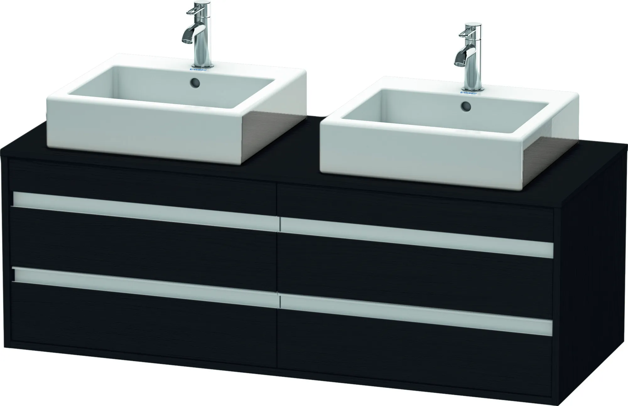 Duravit Waschtischunterschrank wandhängend „Ketho“ 140 × 49,6 × 55 cm in Eiche Schwarz Duravit Waschtischunterschrank wandhängend „Ketho“ 140 × 49,6 × 55 cm in Eiche Schwarz