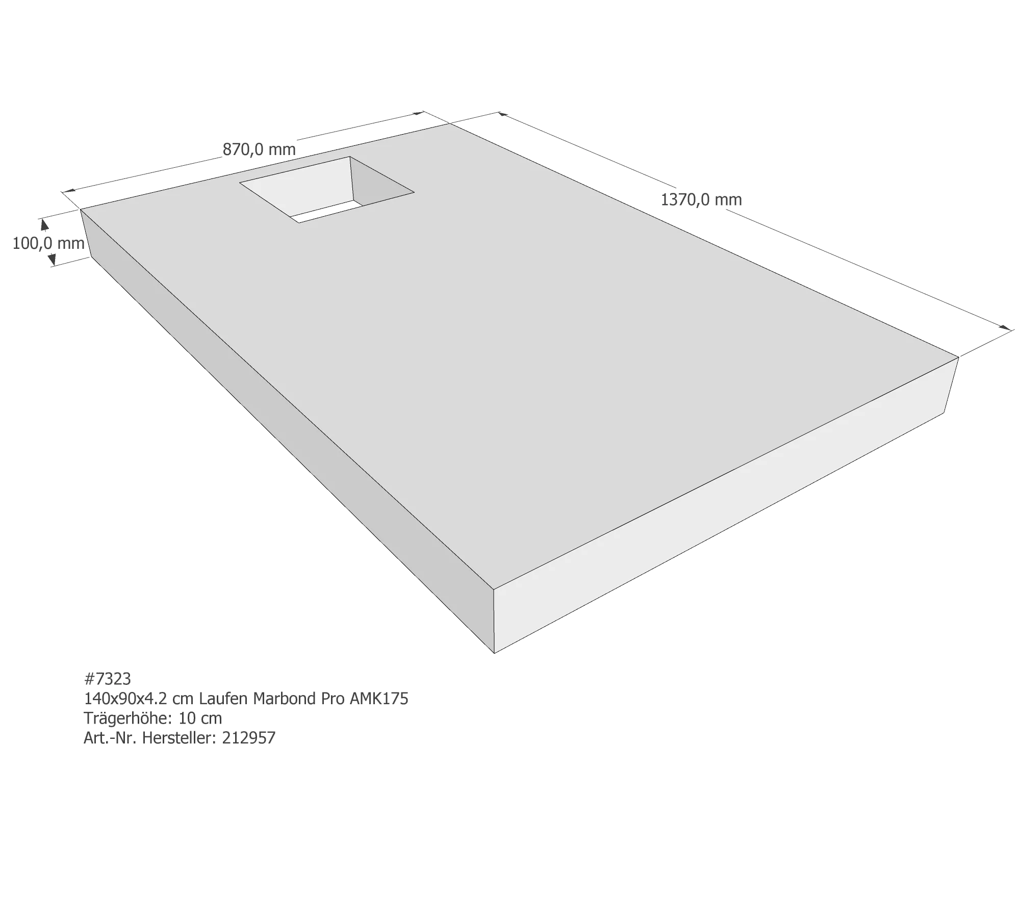 Duschwannenträger passend für Laufen Marbond_Pro 140 × 90 × 4,2 cm