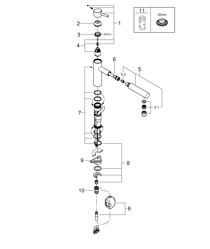 Einhand-Spültischbatterie Concetto 31129_1, mittelhoher Auslauf, Einlochmontage, herausziehbarer Mousseurauslauf, eigensicher, chrom