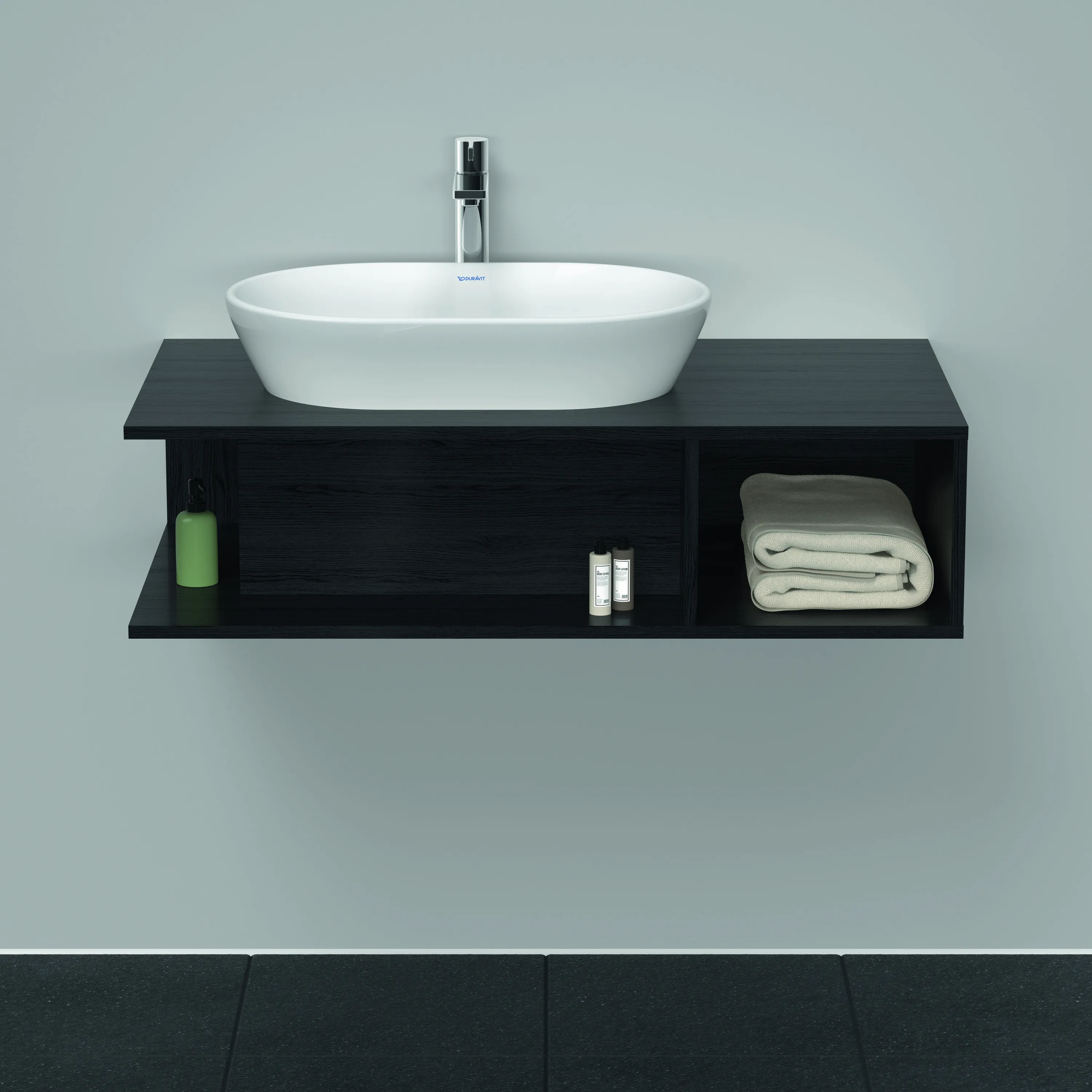 Duravit Waschtischunterschrank wandhängend „D-Neo“ 100 × 26 × 55 cm Eiche Schwarz