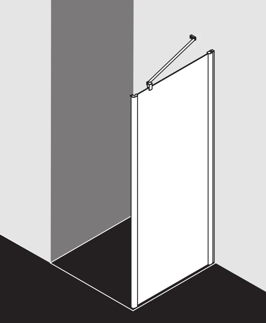 Kermi Seitenwand für Ecke „PEGA“ Glas Klar, Profile Silber Hochglanz, BV: 665 - 690 mm GAK: 650 - 675 mm WE: 675 - 700 mm H: 1850 mm