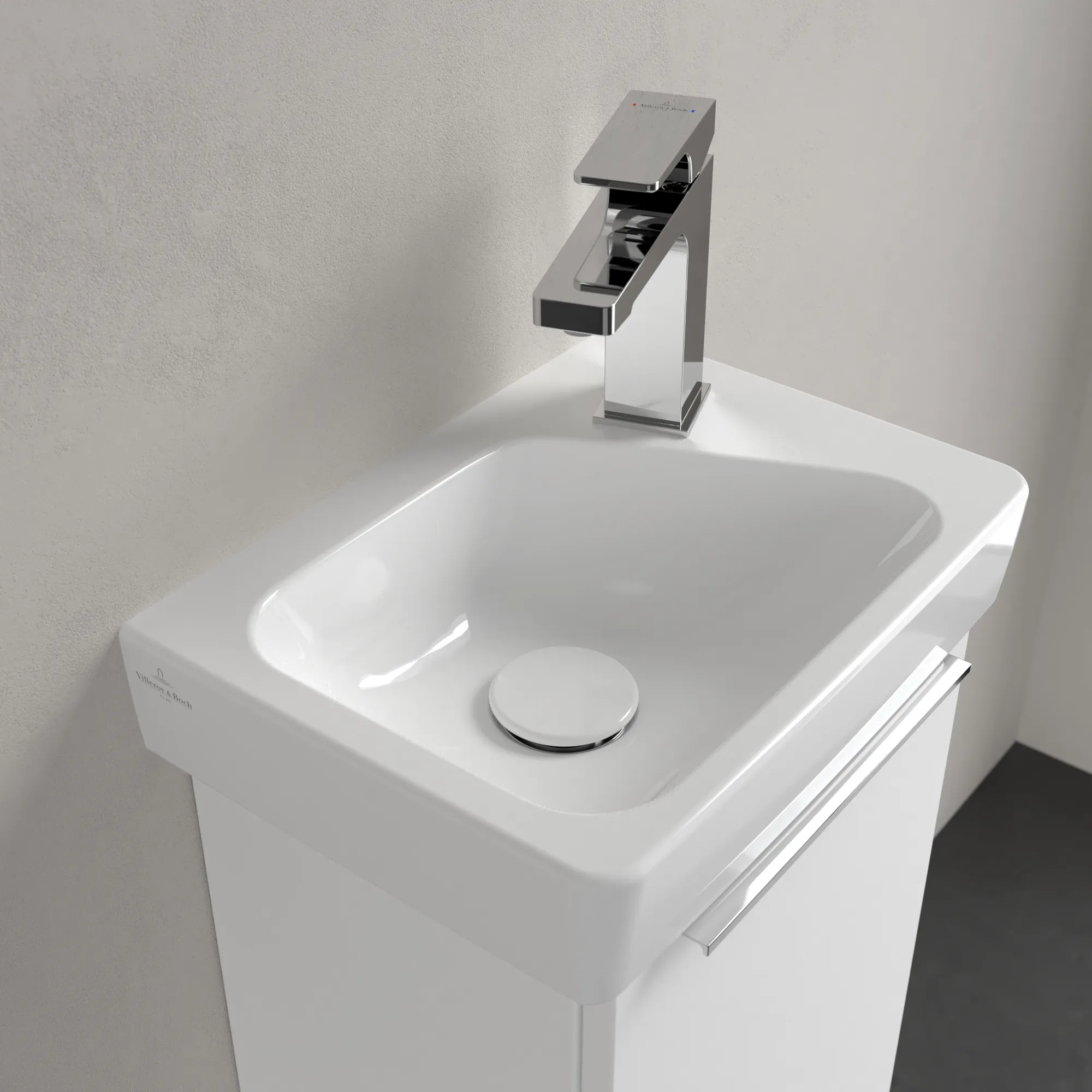 Villeroy & Boch Architectura Handwaschbecken 772-1, 355x260mm, links, Weiß Alpin