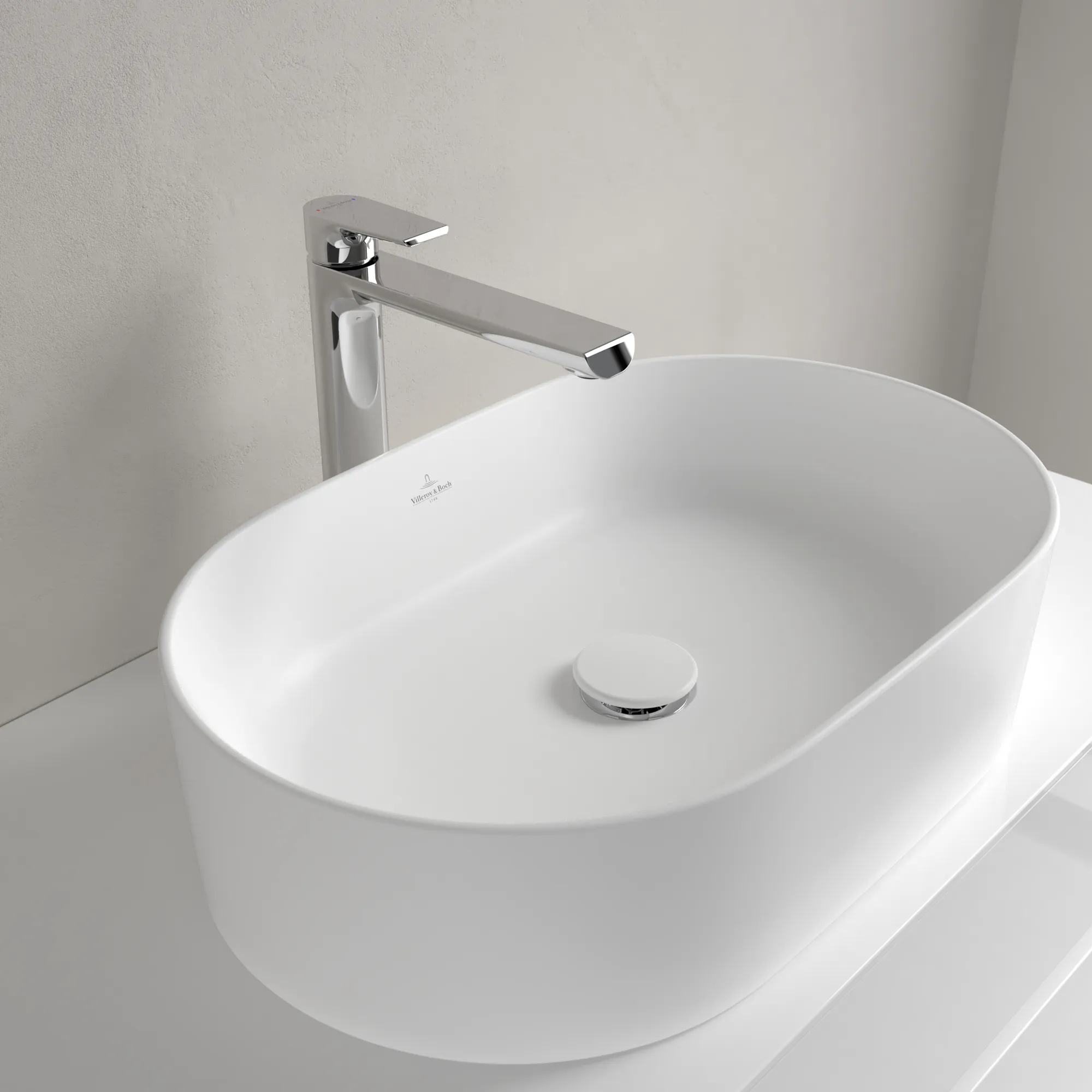 Villeroy & Boch Aufsatzwaschtisch „Collaro“ 560 × 360 × 145 mm in Stone White, mit CeramicPlus Villeroy & Boch Aufsatzwaschtisch „Collaro“ 560 × 360 × 145 mm in Stone White, mit CeramicPlus