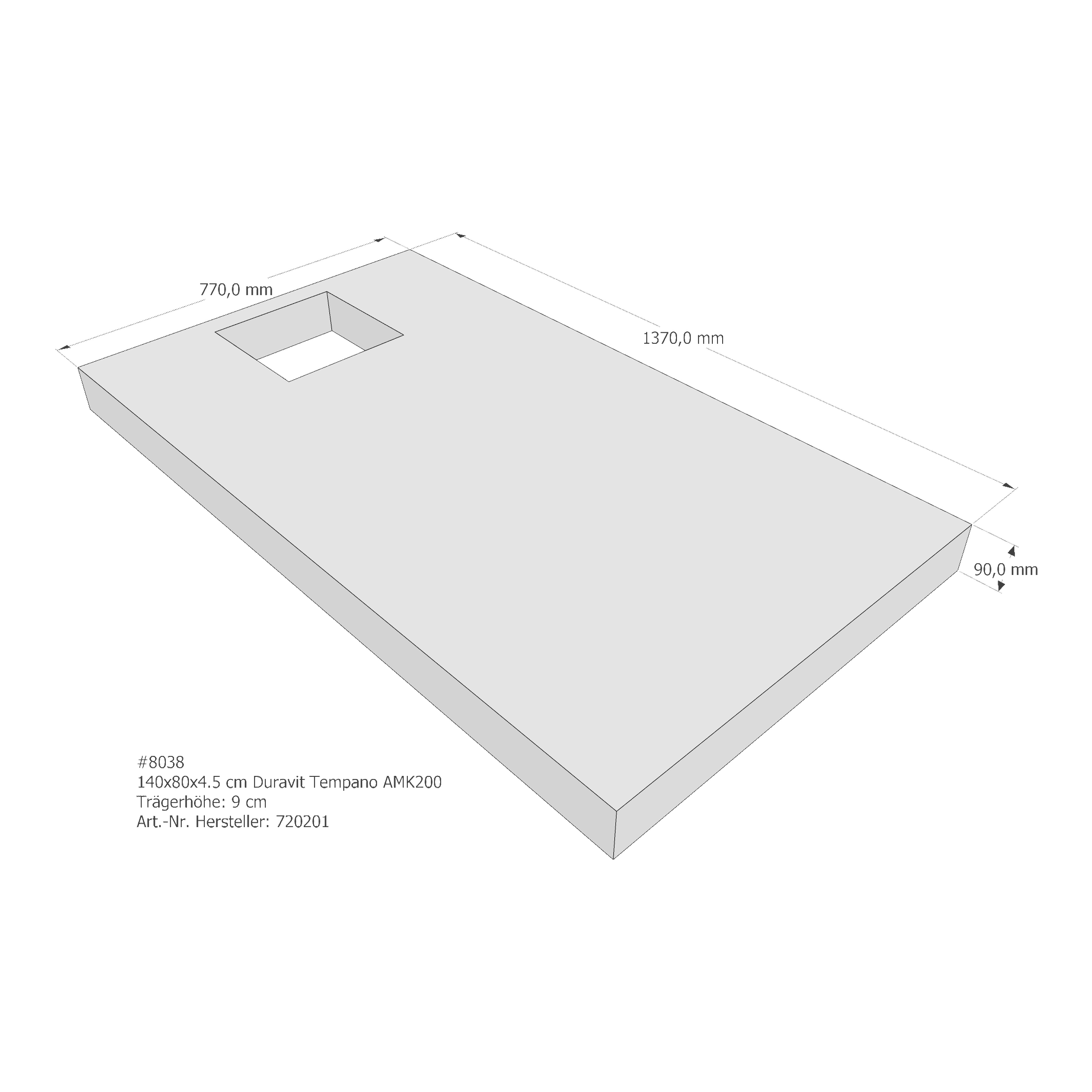 Duschwannenträger für Duravit Tempano 140 × 80 × 4,5 cm Breite: 80 cm / Länge: 140 cm Duschwannenträger für Duravit Tempano 140 × 80 × 4,5 cm Breite: 80 cm / Länge: 140 cm