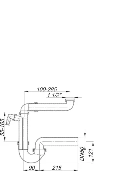 Raumspar-Siphon 121 SL, 1 1/2″ x DN 50 Raumspar-Siphon 121 SL, 1 1/2″ x DN 50