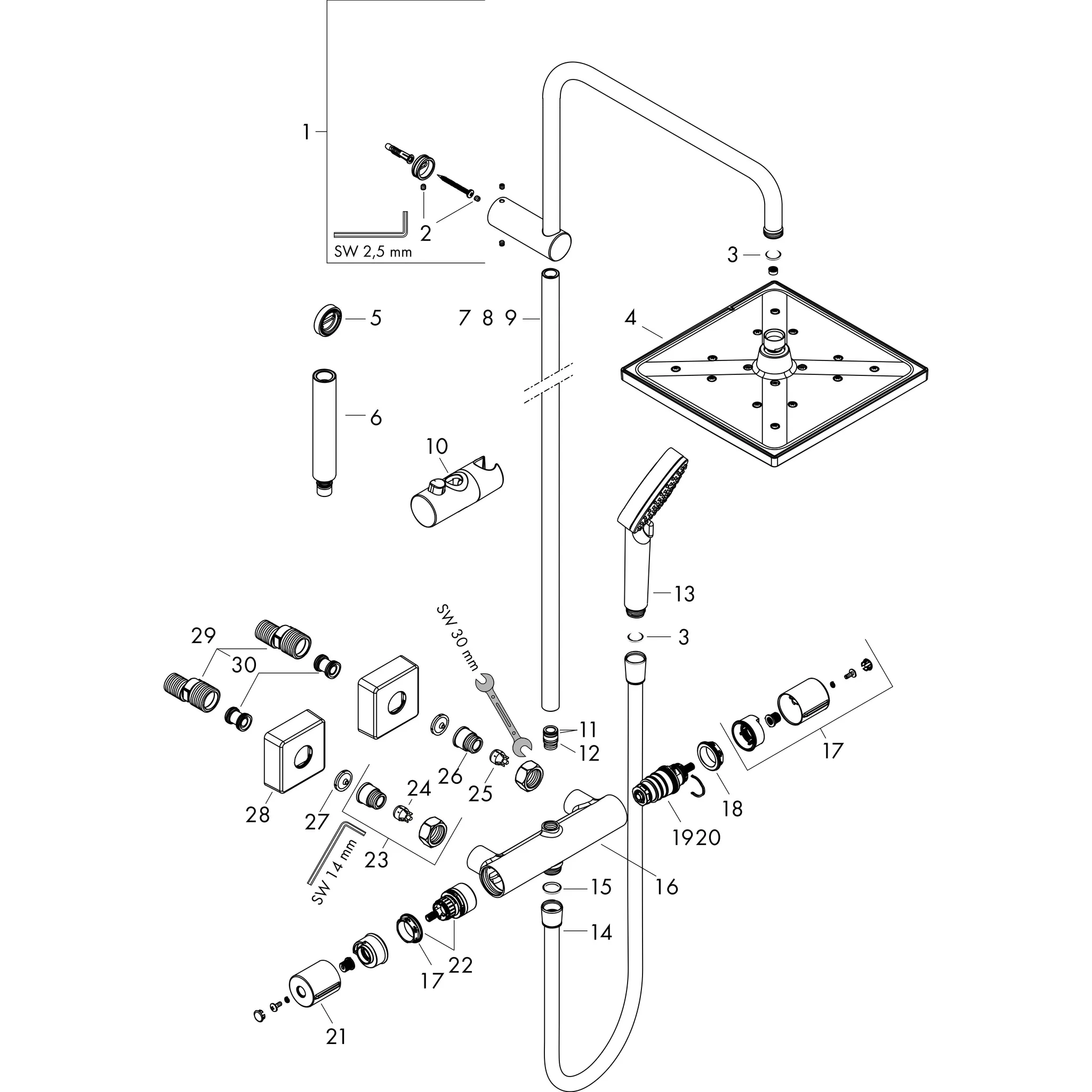 Showerpipe 240 1jet Vernis Shape EcoSmart mattschwarz m.Brausethermostat Showerpipe 240 1jet Vernis Shape EcoSmart mattschwarz m.Brausethermostat