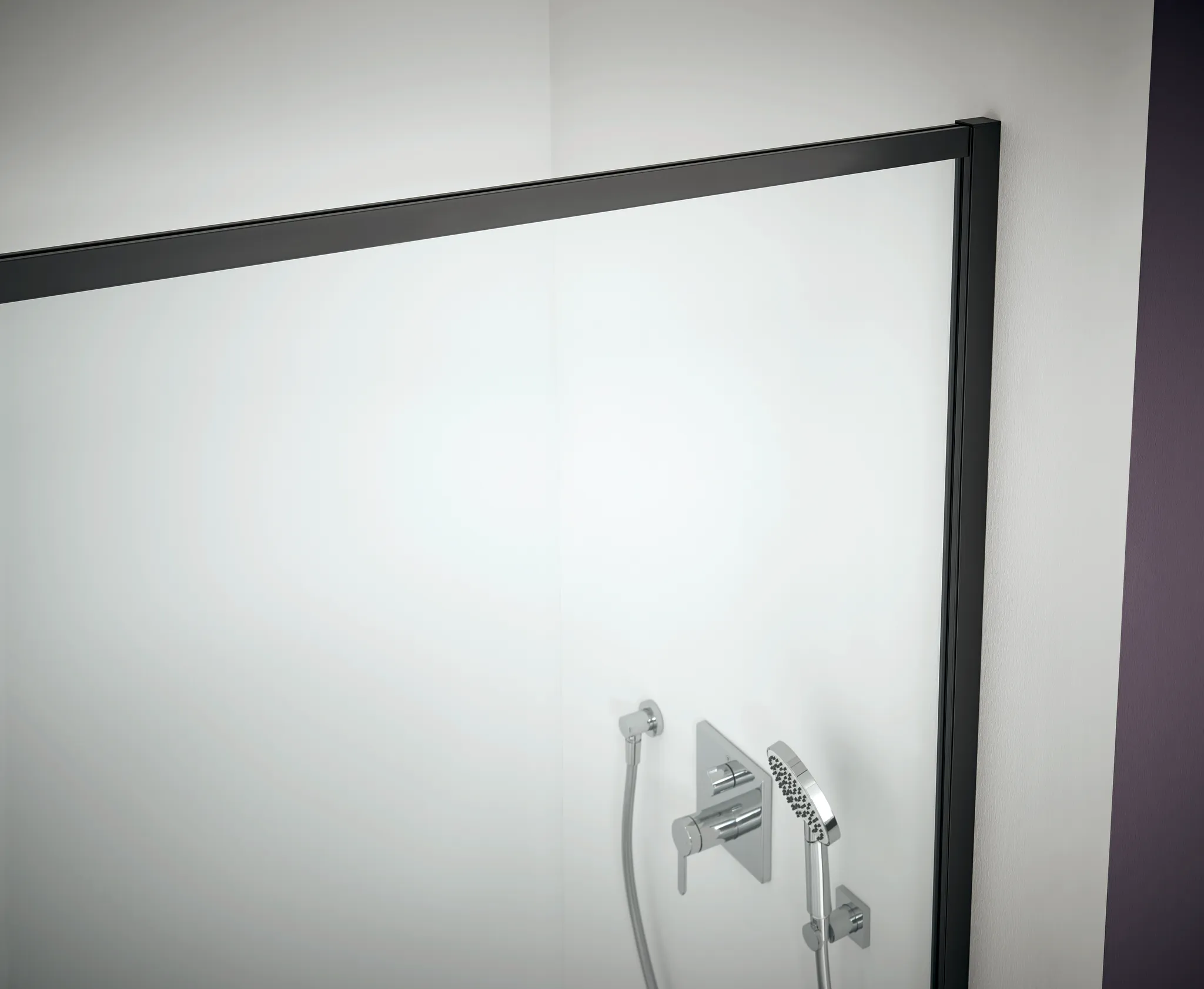 Kermi Duschdesign Walk-In-Duschkabine „WALK-IN XD“ Glas Klar, Profile Schwarz Soft (RAL 9005), BV: 890 - 910 mm WE: 890 - 910 mm H: 2000 mm