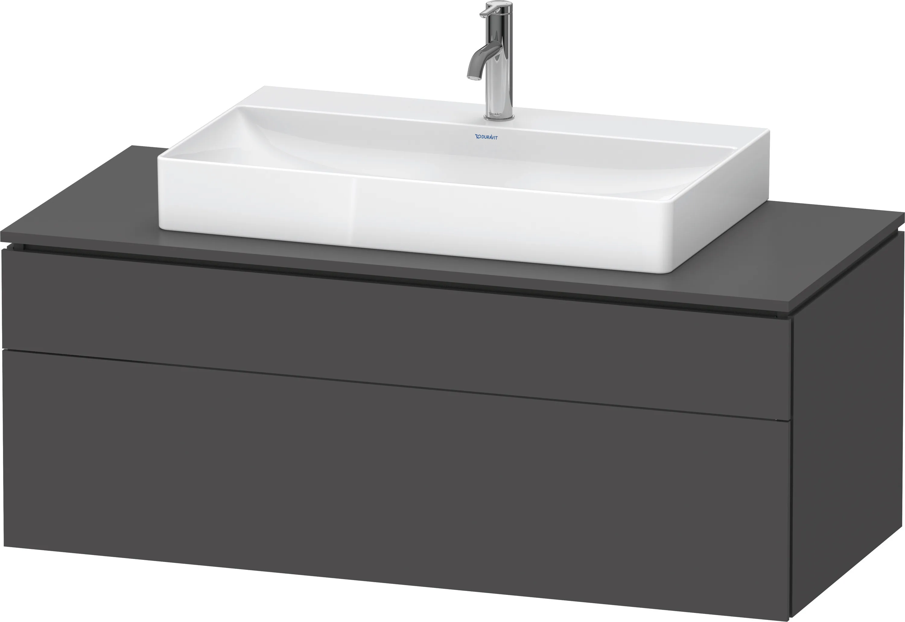 Duravit Waschtischunterschrank wandhängend „L-Cube“ 122 × 48,2 × 55 cm Graphit Matt, mittig