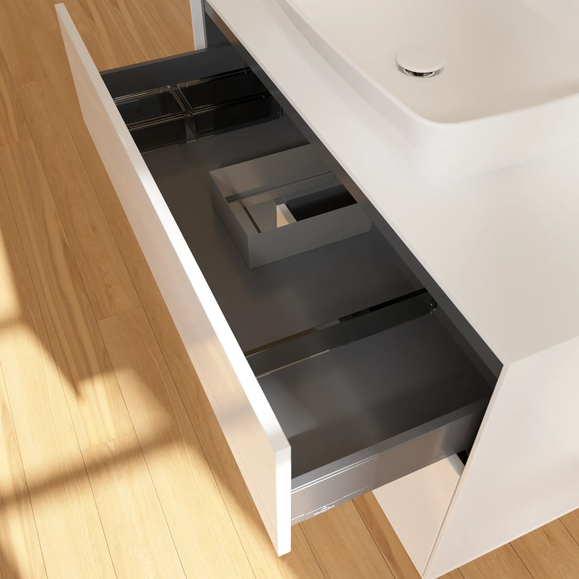 Villeroy & Boch Waschtischunterschrank „Finion“ für Schrankwaschtisch 1000 × 603 × 501 mm Glossy White Lacquer, für Becken mittig, mit Hahnlochbohrung