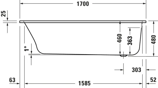 Duravit Whirlwanne „Qatego“ rechteck 170 × 70 cm, Fußablauf