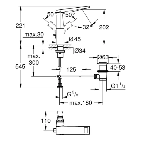 Einhand-Waschtischbatterie Allure Brilliant Private Collection 24400, L-Size, Griff mit Rändelstruktur, Zugstangen-Ablaufgarnitur 1 1/4", chrom Einhand-Waschtischbatterie Allure Brilliant Private Collection 24400, L-Size, Griff mit Rändelstruktur, Zugstangen-Ablaufgarnitur 1 1/4", chrom