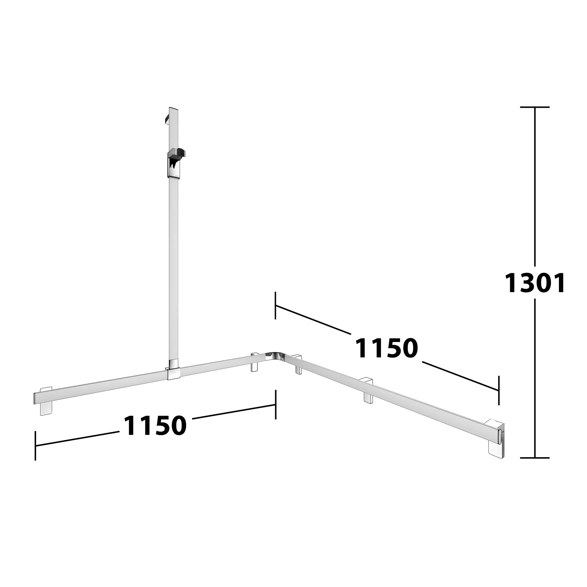 KEUCO AXESS Duschhandlauf mit Brausestange links 1140/1140/1300 mm silber-eloxiert KEUCO AXESS Duschhandlauf mit Brausestange links 1140/1140/1300 mm silber-eloxiert