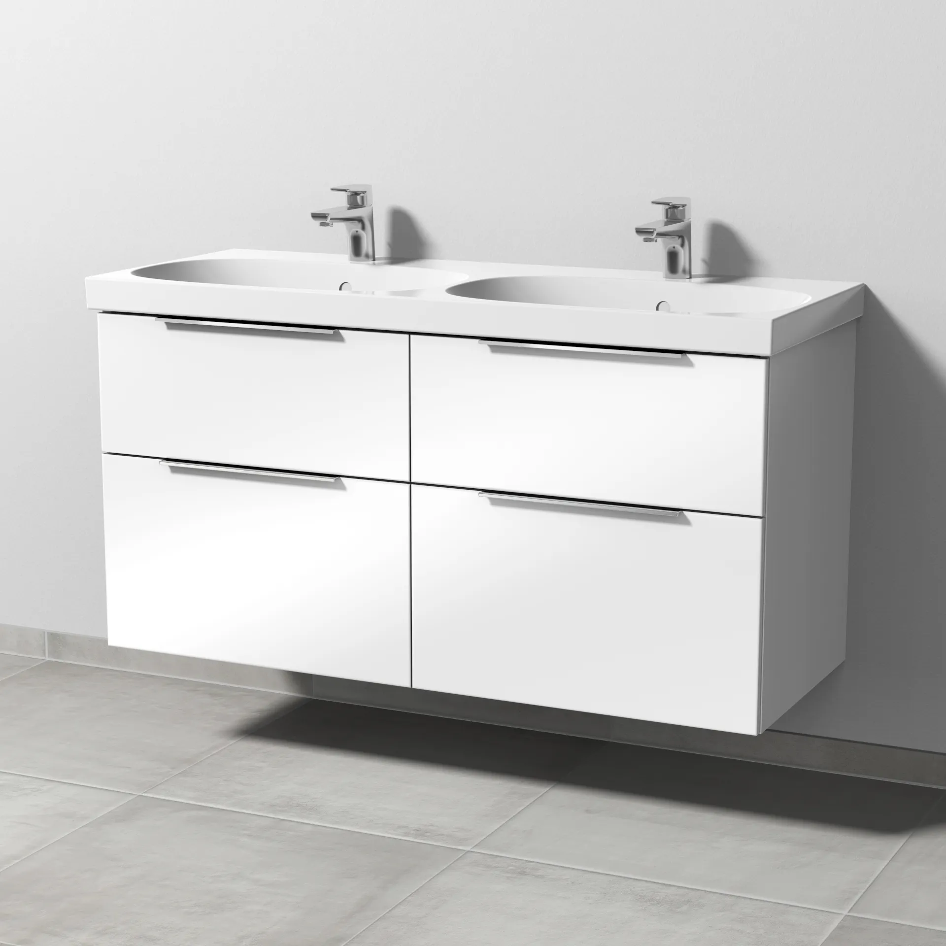 Sanipa Waschtischunterschrank „3way“ passend zu Keramik-Waschtische Acanto von Geberit 1170 × 586 × 467 mm in Weiß (glanz), mit Hahnlochbohrung,