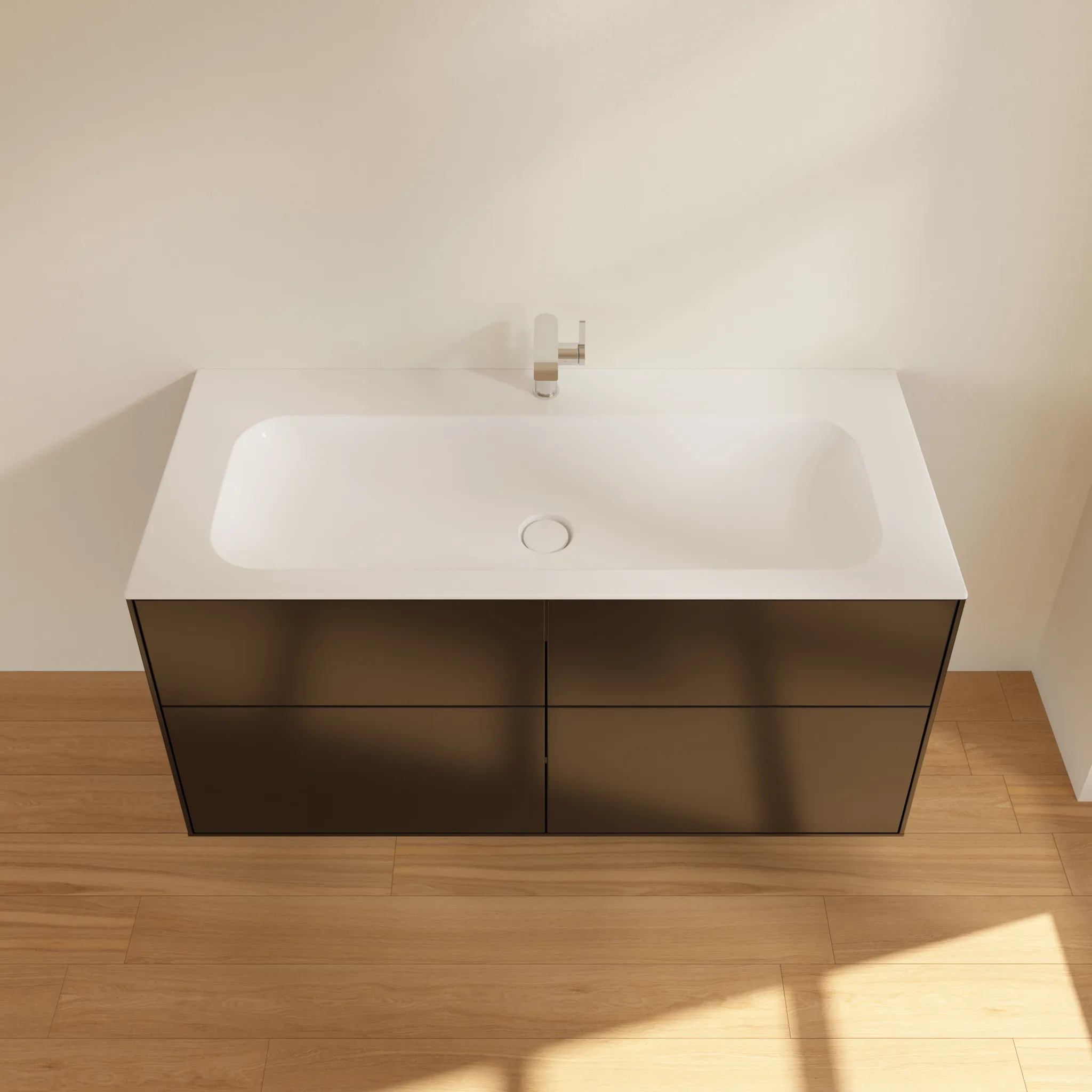 Villeroy & Boch Waschbeckenunterschrank Finion F05, 1196x591x498 mm, Black Matt Lacquer, mit SoftClosing und Push-to-open Funktion
