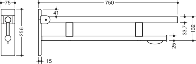 HEWI Stützklappgriff „System 900“ HEWI Stützklappgriff „System 900“
