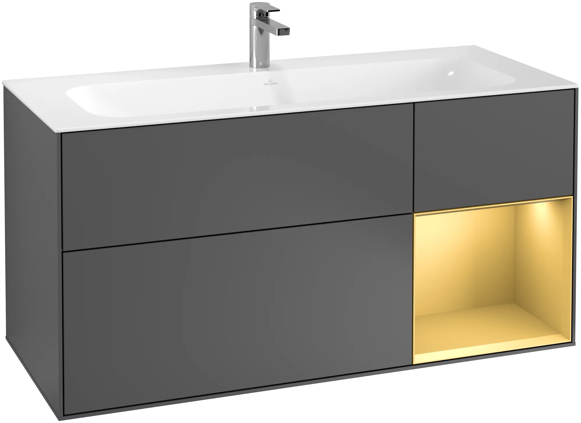 Villeroy & Boch Finion Waschbeckenunterschrank G07 1196x591x498mm AnthrazitMatt Lack / GoldMatt Lack