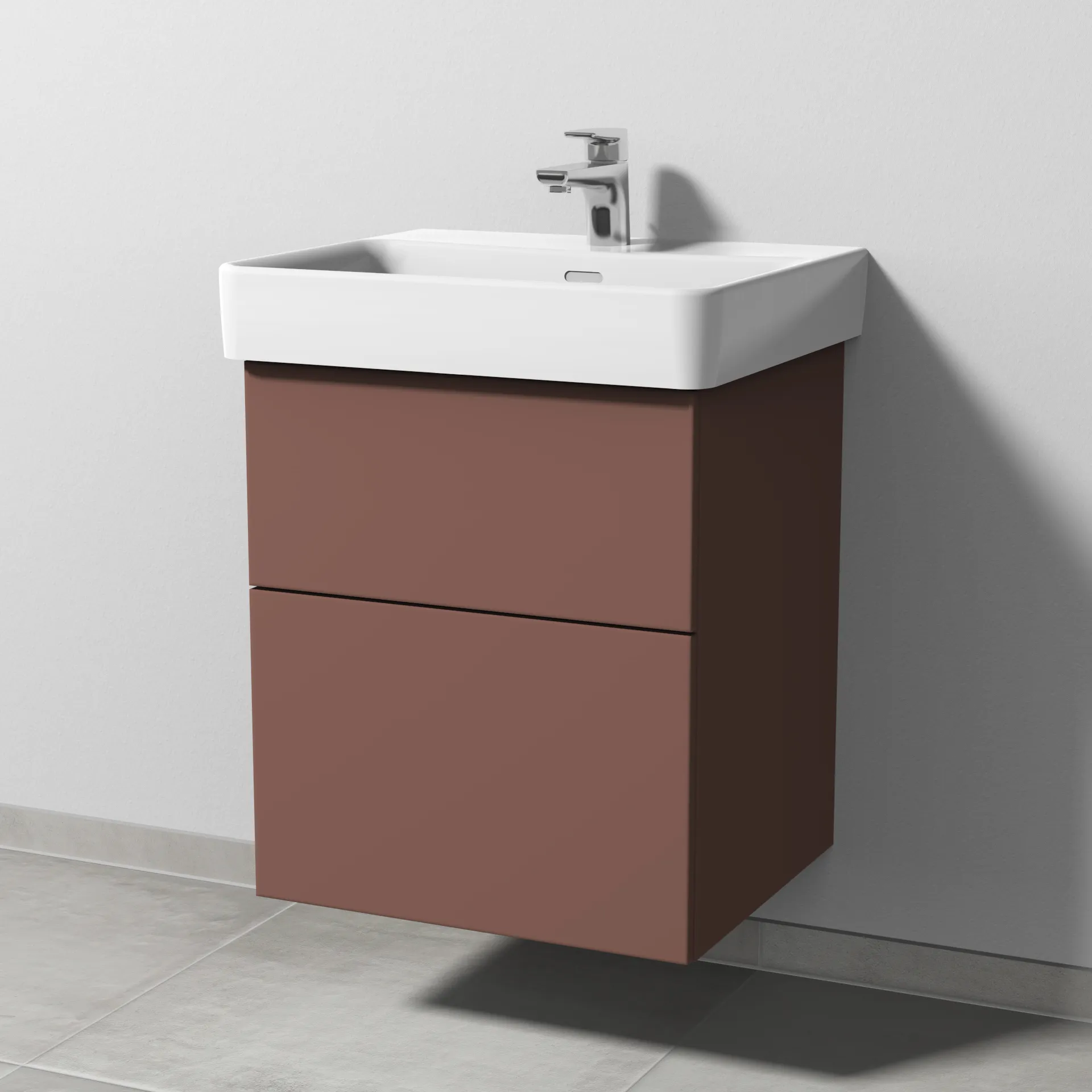 Sanipa Waschtischunterschrank „3way“ passend zu Keramik-Waschtische Pro S von Laufen 500 × 593 × 437 mm in Wine-Red, Becken mittig
