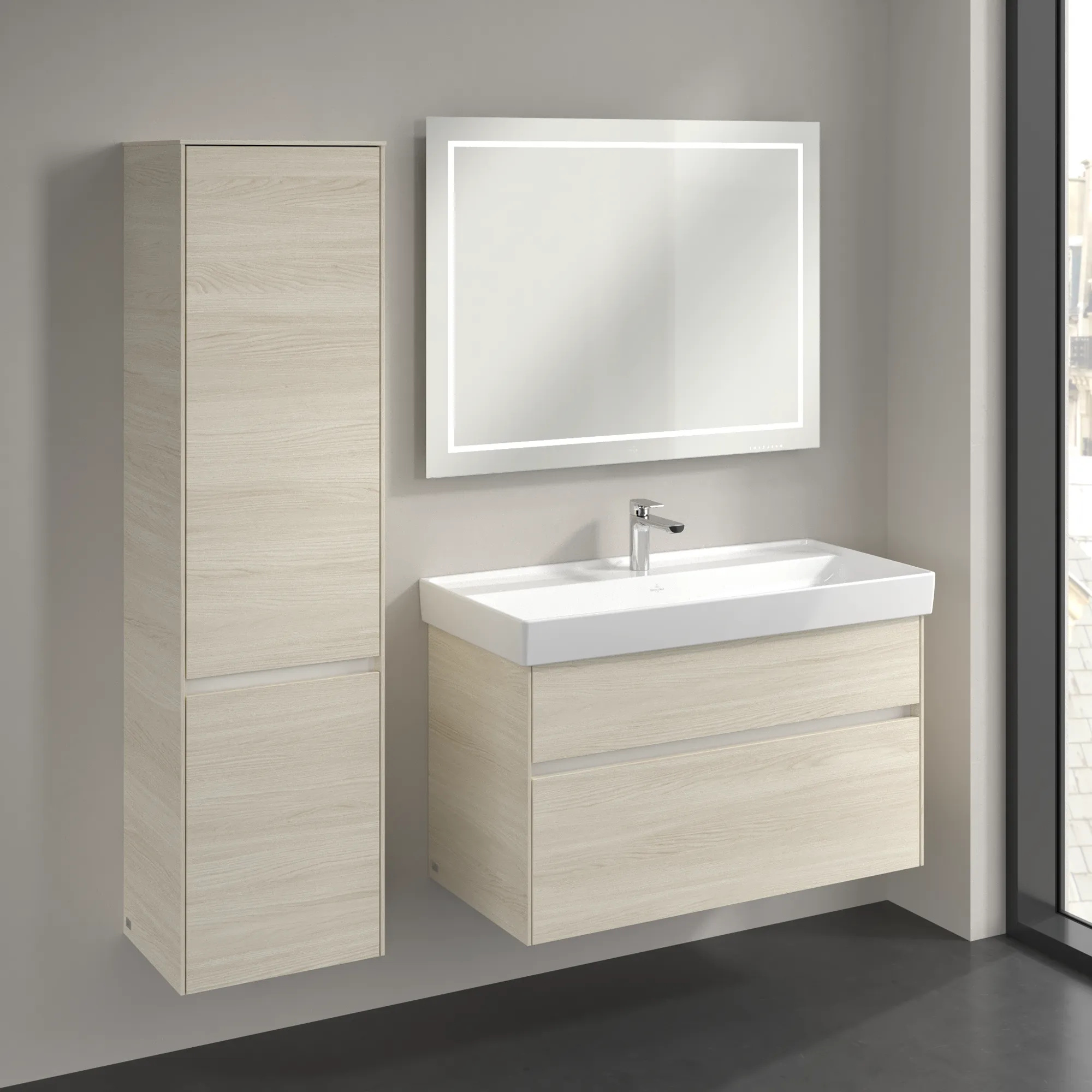 Villeroy & Boch Hochschrank „Collaro“ 40,4 × 153,8 × 34,9 cm ohne Beleuchtung, Anschlag links, 2 Türen Villeroy & Boch Hochschrank „Collaro“ 40,4 × 153,8 × 34,9 cm ohne Beleuchtung, Anschlag links, 2 Türen