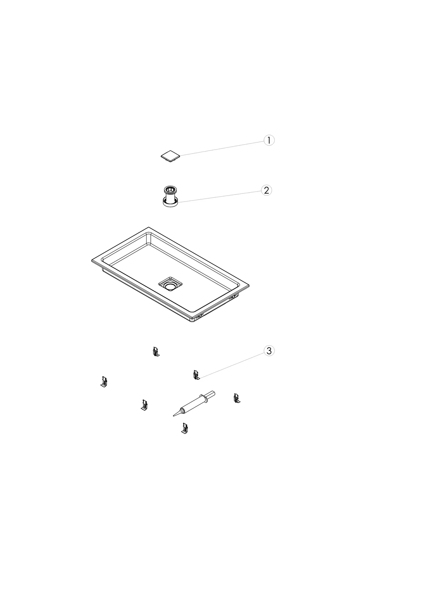 Waschbecken „RE-Serie“ 700 × 65 mm, ohne Hahnlochbohrung mit ProShield