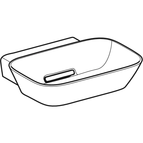 Aufsatzwaschtisch in Schalenform „One“ mit horizontalem Ablauf, rechteckig 50 × 42,5 cm in weiß alpin